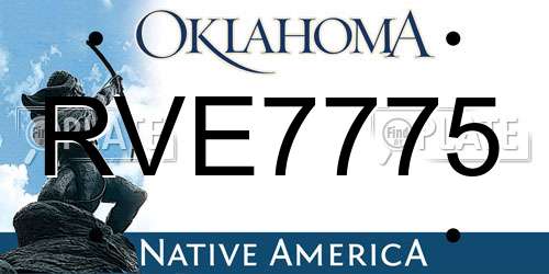 RVE7775 Oklahoma License Plate