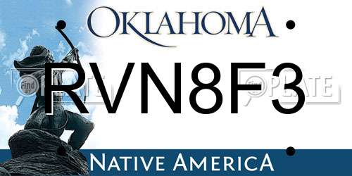 RVN8F3 Oklahoma License Plate