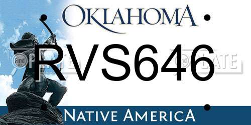RVS646 Oklahoma License Plate