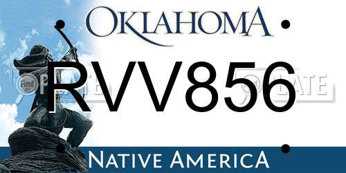 RVV856 Oklahoma License Plate