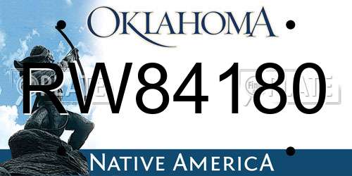 RW84180 Oklahoma License Plate