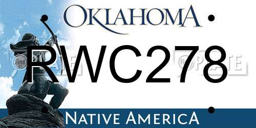 RWC278 Oklahoma License Plate
