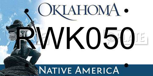RWK050 Oklahoma License Plate