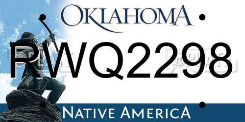 RWQ2298 Oklahoma License Plate