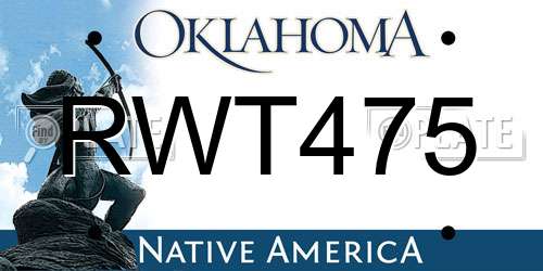 RWT475 Oklahoma License Plate
