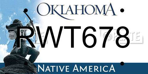 RWT678 Oklahoma License Plate