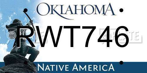 RWT746 Oklahoma License Plate