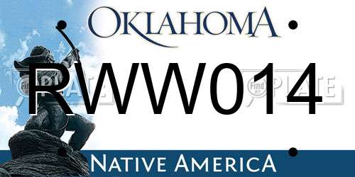 RWW014 Oklahoma License Plate