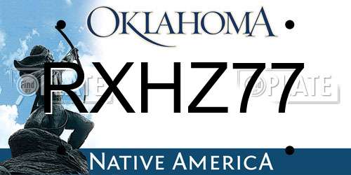 RXHZ77 Oklahoma License Plate