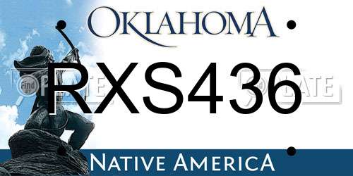RXS436 Oklahoma License Plate