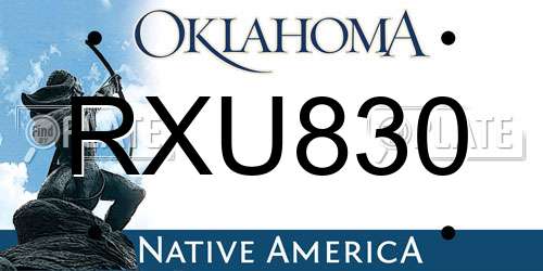 RXU830 Oklahoma License Plate