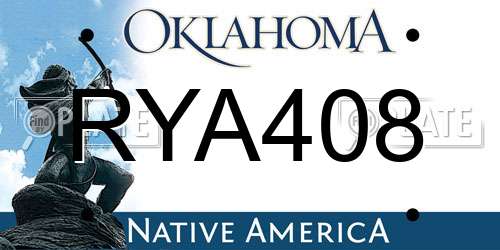 RYA408 Oklahoma License Plate