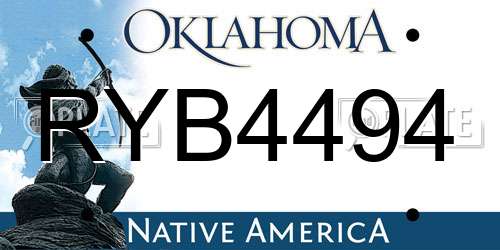RYB4494 Oklahoma License Plate
