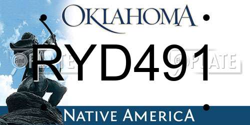 RYD491 Oklahoma License Plate