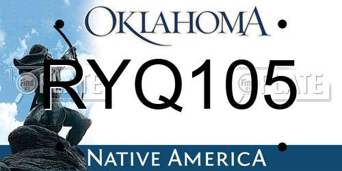 RYQ105 Oklahoma License Plate