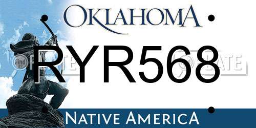 RYR568 Oklahoma License Plate