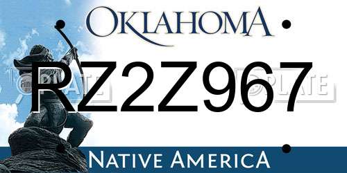 RZ2Z967 Oklahoma License Plate