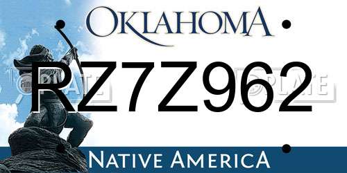 RZ7Z962 Oklahoma License Plate