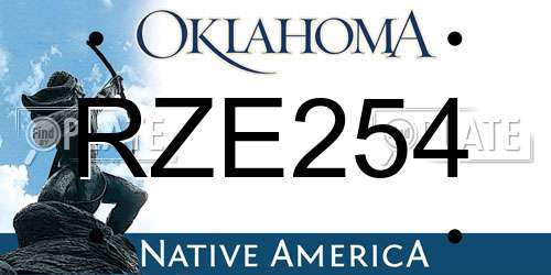 RZE254 Oklahoma License Plate