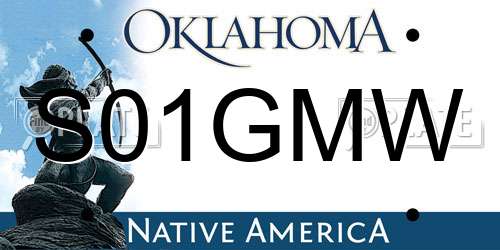 S01GMW Oklahoma License Plate