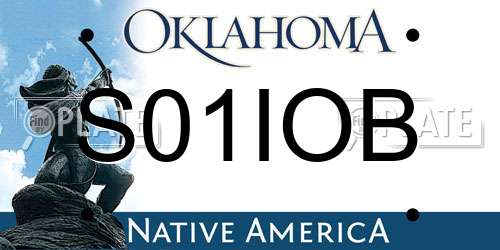 S01IOB Oklahoma License Plate