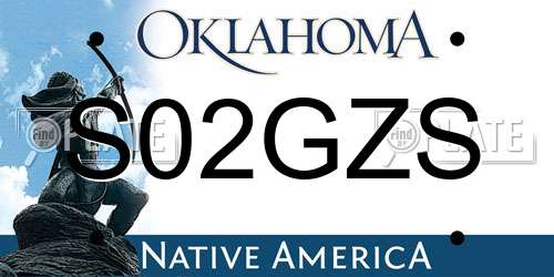 S02GZS Oklahoma License Plate