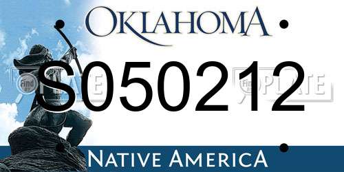 S050212 Oklahoma License Plate