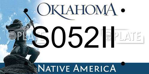 S052II Oklahoma License Plate
