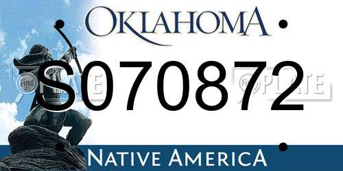 S070872 Oklahoma License Plate