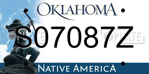 S07087Z Oklahoma License Plate