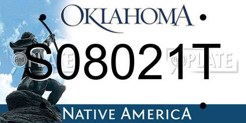 S08021T Oklahoma License Plate