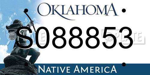 S088853 Oklahoma License Plate