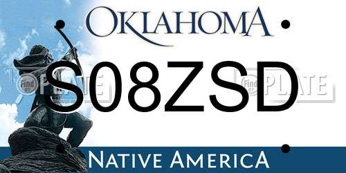 S08ZSD Oklahoma License Plate