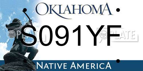 S091YF Oklahoma License Plate