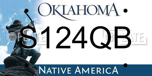 S124QB Oklahoma License Plate