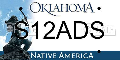 S12ADS Oklahoma License Plate