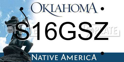 S16GSZ Oklahoma License Plate