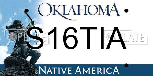 S16TIA Oklahoma License Plate