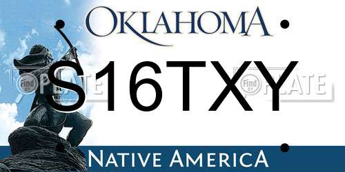 S16TXY Oklahoma License Plate