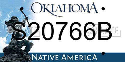 S20766B Oklahoma License Plate