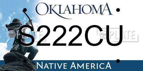 S222CU Oklahoma License Plate