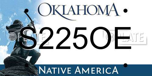 S225OE Oklahoma License Plate