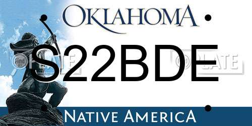 S22BDE Oklahoma License Plate