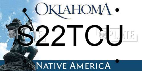 S22TCU Oklahoma License Plate