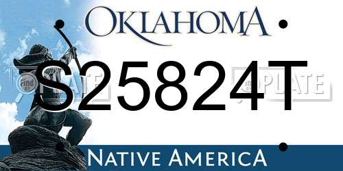 S25824T Oklahoma License Plate