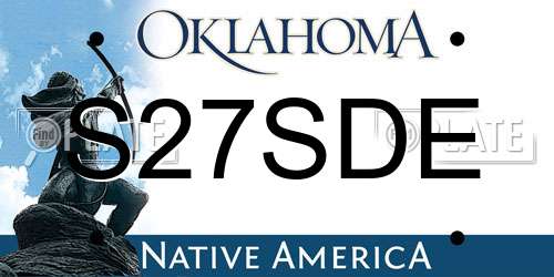 S27SDE Oklahoma License Plate