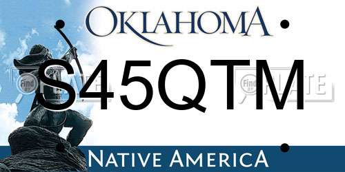 S45QTM Oklahoma License Plate