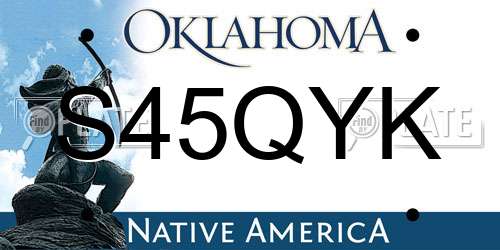 S45QYK Oklahoma License Plate