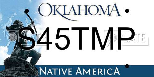 S45TMP Oklahoma License Plate