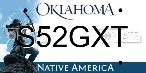 S52GXT Oklahoma License Plate